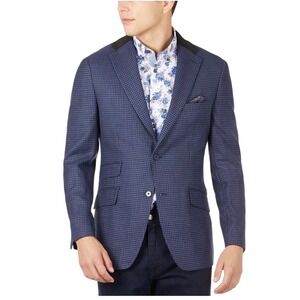 Tallia Mens Slim‎ Wool Navy Houndstooth Spot Coat Size 40R